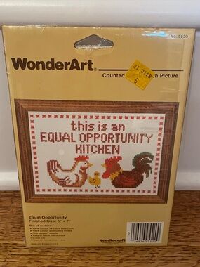 New Old Stock Vintage WonderArt Counted Cross Stitch Kit Kitchen Chicken 5520